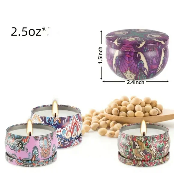 EVENING IN PARIS Scented Mini Tin Jar Soy Wax Candles, Aromatherapy, 2oz(4 pack) - Picture 7 of 7